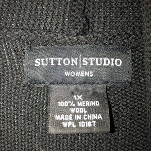 Wool extra long shrug style buttonless sweater